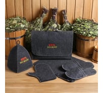 Банный набор Добропаровъ 100% мужик, портфель, 5 предметов, серый 4676200