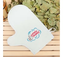 Рукавица для бани с вышивкой Добропаровъ Хорошо сидим, первый сорт 2852822