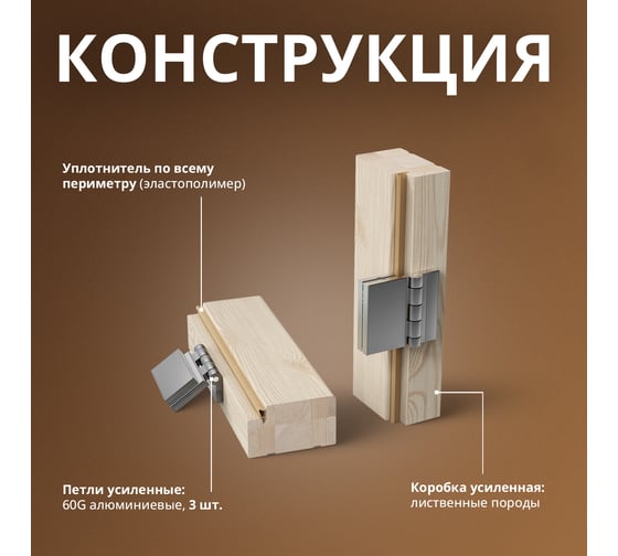 Дверь для бани DoorWood Эталон бронза, 1900х700 мм УТ-00011762