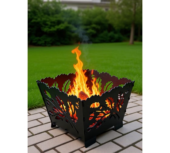 Костровая чаша разборная Калибр (четырёхугольник+дно,сталь 3мм, термокраска) 00000083551 1