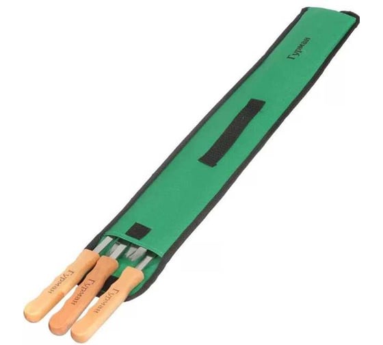 Шампур Гурман лезвие плоское, 6 шт, 600х10х2 мм, нерж сталь, рук дерев, в чехле, CB2222 255824 1