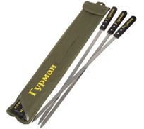 Шампур Гурман Люкс лезвие плоское, 6 шт, 600х14х2 мм, нерж сталь, рук дерев, в чехле, 23004-newblk 331647