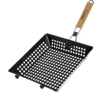 Решетка барбекю Гурман металлический, антипригарная, рукоятка дерево, 290х280х23+4 мм CB030 503173