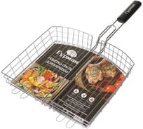 Решетка барбекю Гурман Люкс 350х300х50 мм, хром, сталь, рукоятка дереов 22033-enf 353115