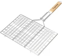 Решетка барбекю Гурман 360х240х300 мм, хром, рукоятка дерево, плоская, 321 466164