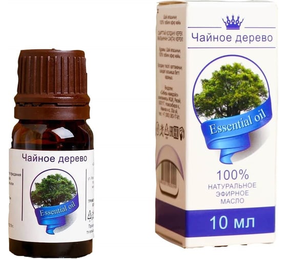 Дезинфицирующее эфирное масло Сималенд Чайное дерево флакон-капельница, 10 мл 1857712 1