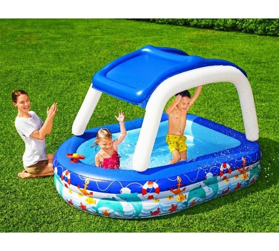 Детский надувной бассейн с навесом Bestway Морской капитан 213x155x132 см, 282 л, от 3 лет 54370 BW 008943