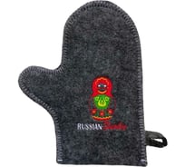 Банная варежка с вышивкой Банные Секреты серая, Russian Barbie 3318
