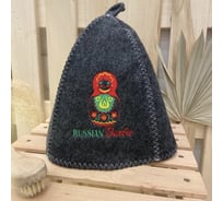 Классическая банная шапка с вышивкой Банные Секреты серая, Russian Barbie 3369