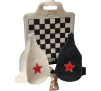Банный набор Банные Секреты Шашки, 2 шапки, сумка в виде поля для игры, шашки деревянные 3130