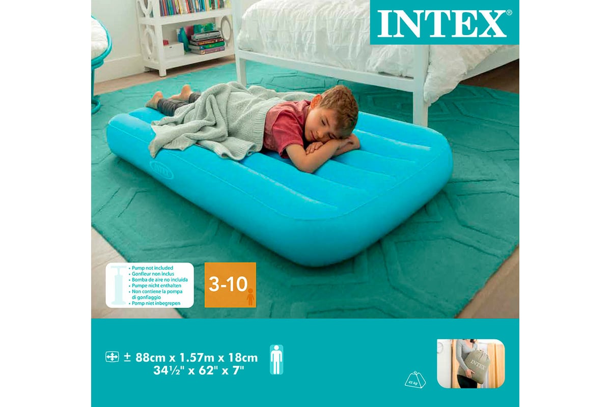 Детский надувной матрас INTEX Cozy Kidz 88x157x18 см, 3-10 лет, 2 цвета  66803