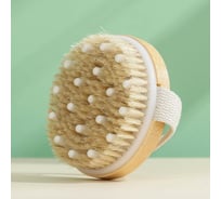 Щетка для тела массажная круглая с ремешком Доляна натуральная щетина 5445646