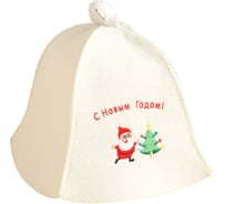 Шапка для бани Добропаровъ С Новым годом! Дед Мороз и ёлка экофетр 7393566