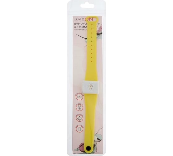 Наручный ультразвуковой отпугиватель комаров LUAZON LRI-01 8 м², LR-44, желтый 5393273