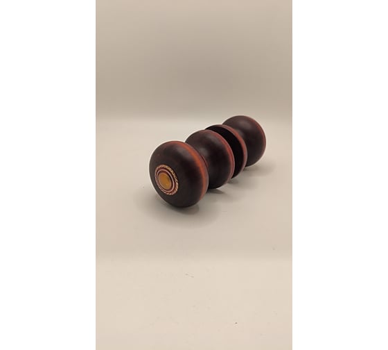 Ручка-кнопка Крепстор деревянная БТ2-1, золотая накладка, матовый лак тёмный, 1 шт. 4665317040253