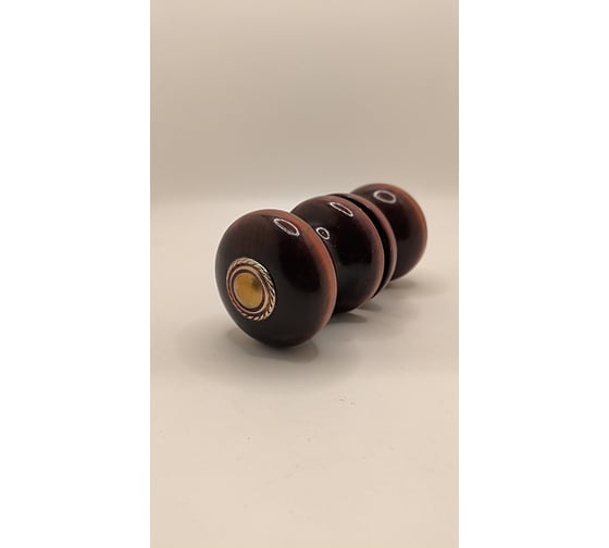 Ручка-кнопка Крепстор деревянная БТ1-1, золотая накладка, лак тёмный, 1 шт. 4665317040239