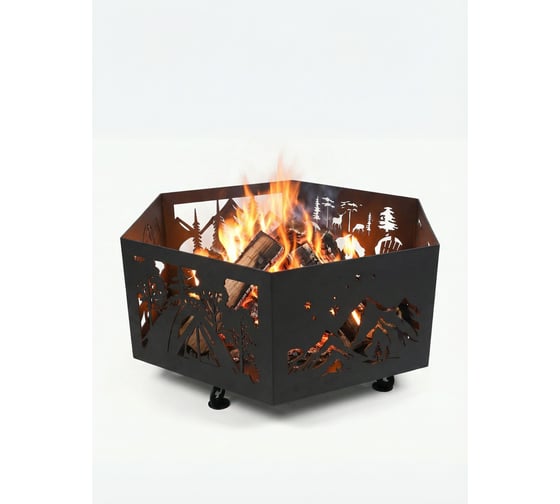 Чаша костровая пятисторонняя кемпинговая ООО СКП К-046Ч сталь 4 мм, порошковая краска, 300 (400)×700 (800) мм