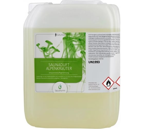 Аромат для саун Lacoform Альпийские травы 25кг 1436125