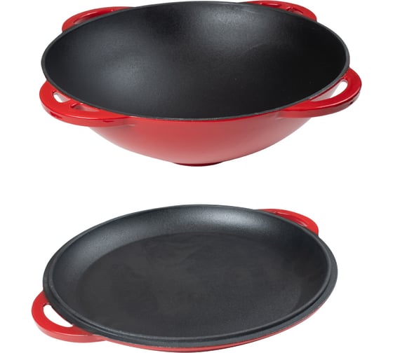 Казан-ВОК чугунный Forester с крышкой-сковородой 5л Red Line CI-01VR