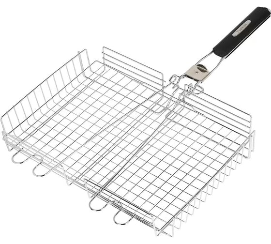 Решетка барбекю Гурман 400х280х60 мм, хром, нерж, 4 уровня, рукоятка резина, складная, 11100002-1(40-28) 511451