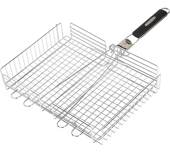 Решетка барбекю Гурман 400х300х70 мм, хром, нерж, 4 уровня, рукоять резина, складная, 11100002-1(40-30) 511452