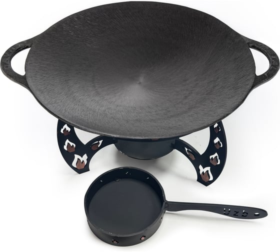 Садж чугунный Davr Metall 45 см с подставкой (плоское дно) садж45см(плоск)+подставка(Огонь)