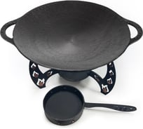 Садж чугунный Davr Metall 40 см с подставкой (плоское дно) садж40см(плоск)+подставка(Огонь)