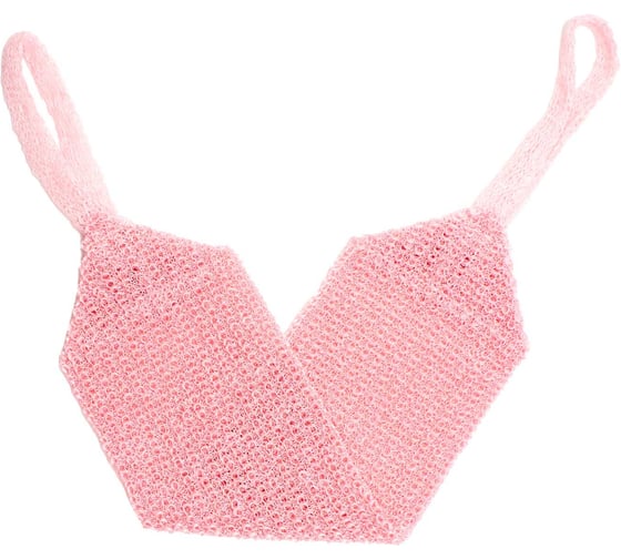 Мочалка-стрейч массажная VIVAL с ручками, розовая 47382