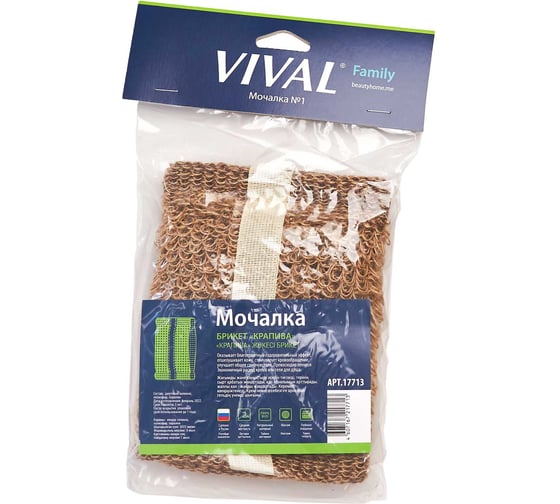 Мочалка VIVAL К102 брикет КРАПИВА, торговая марка 17713