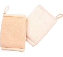 Мочалка-брикет двусторонний VIVAL из хлопковой и массажной нити, бежевая 47351