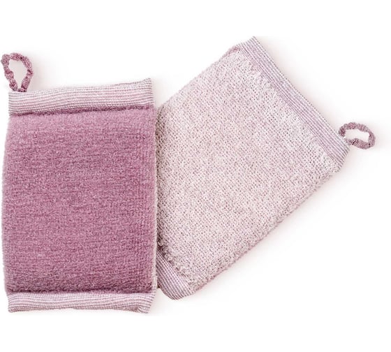 Мочалка-брикет двусторонний VIVAL из хлопковой и массажной нити, сиреневая 47368