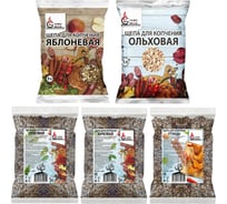 Щепы для копчения ОФИСМАГ КОМПЛЕКТ 5в1, Ольха, Бук, Яблоня, Дуб, Птица, 881195