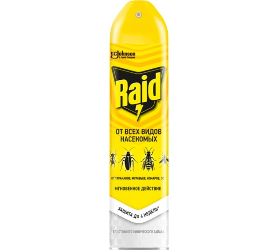 Аэрозоль от летающих и ползающих насекомых RAID 300мл/6 865200