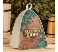 Шапка для бани с принтом Банная забава Хозяин бани 4364851