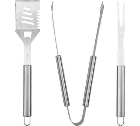 Набор: щипцы, вилка и лопатка для барбекю и гриля СОКОЛ Стандарт 62-0053
