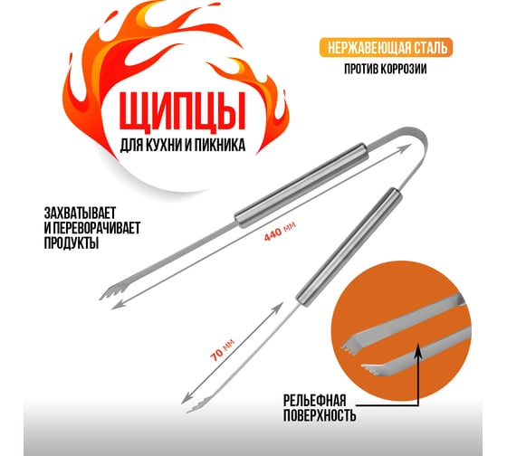 Щипцы для барбекю и гриля СОКОЛ Стандарт 62-0052