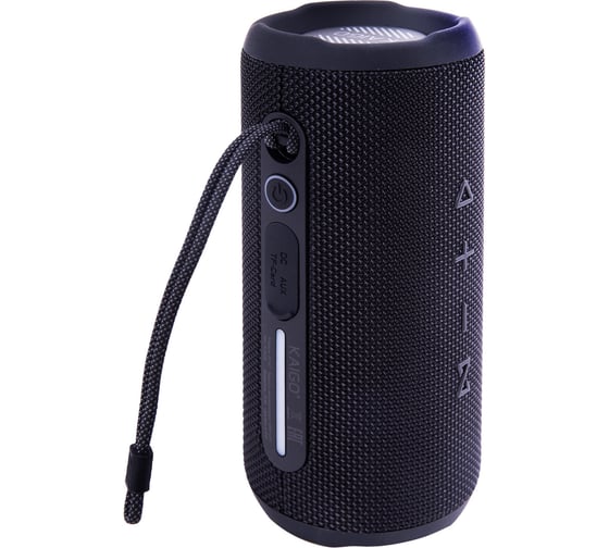 Колонка портативная влагозащищенная Kaigo BT16T, 10 Вт, Bluetooth, Micro SD, AUX, RGB, TWS, IPX7, черная 514225