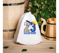 Шапка для бани Добропаровъ 23 Февраля войлок, белая 4122937