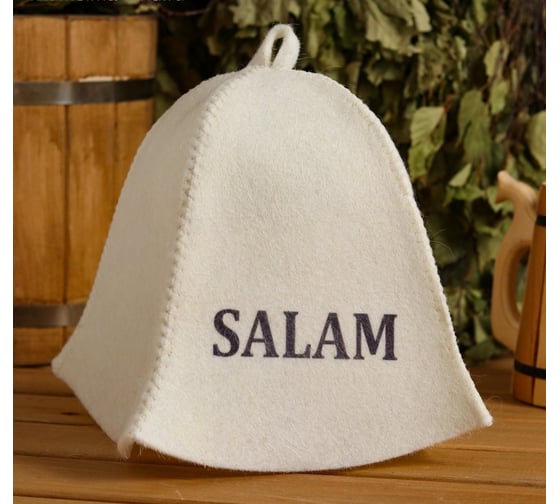 Шапка для бани и сауны с принтом СИМАЛЕНД SALAM, белая 5312272