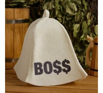 Шапка для бани и сауны с принтом СИМАЛЕНД BOSS, белая 5312222
