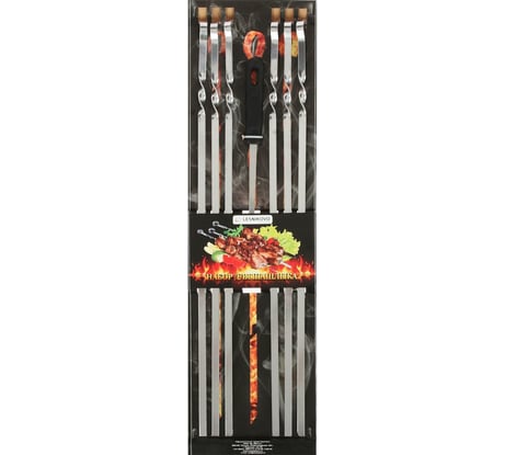 Набор шампуров СИМАЛЕНД 6 шампуров + вилка для мяса, 585x10x2 мм 1331764