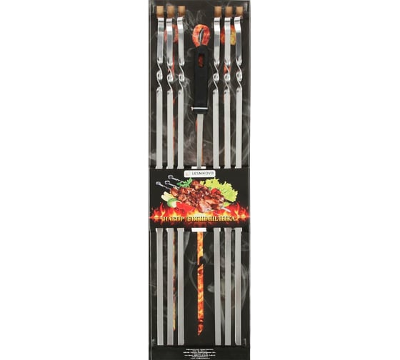 Набор шампуров СИМАЛЕНД 6 шампуров + вилка для мяса, 585x10x2 мм 1331764 1