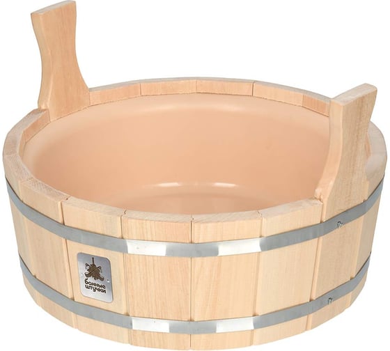 Ушат шайка Банные Штучки 5 л, с пластиковой вставкой, липа, в кор. 32850
