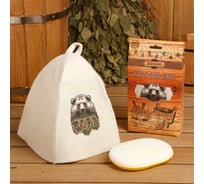 Подарочный набор Добропаровъ шапка Царь (медведь) и мочалка 5271017