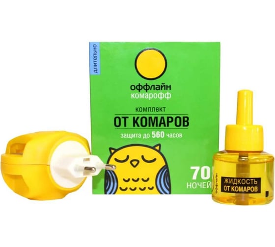 Комплект от комаров Комарофф оффлайн ДЛИТЕЛЬНО 70 ночей, без запаха, флакон 45 мл OF01060201