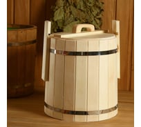 Кадка из липы Добропаровъ 15 л, нержавеющий обруч, с крышкой 1545159