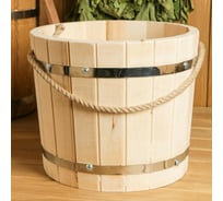 Ведро из липы Добропаровъ 10 л, нержавеющий обруч, ручка-веревка 1283009