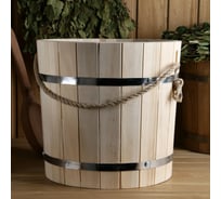 Ведро из липы Добропаровъ 12 л, оцинкованная вставка, ручка-веревка 2541894
