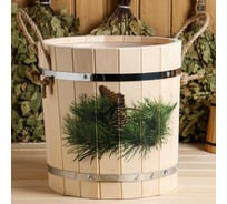 Запарник Добропаровъ Еловая ветка, 13 л, пластиковая вставка, нержавеющий обод, ручки веревки 5141101