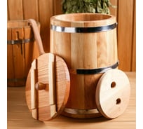 Дубовая кадка Добропаровъ 15 л, нержавеющий обруч, с крышкой, с гнетом 4606522